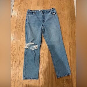 Abercrombie & Fitch 90s Straight Ultra High Rise Ripped Jeans Sz 34 18 L Plus